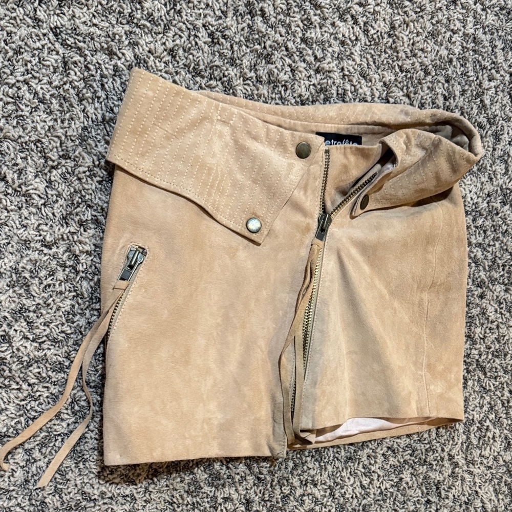 Retrofete Monte Suede Leather Mini Skirt, Low Rise, Brown, Small (retail $395) - Picture 8 of 10